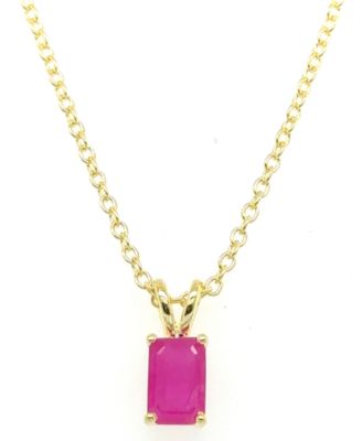 2-Pc. Set Ruby (5/8 ct. t.w.) & White Topaz (5/8 ct. t.w.) Solitaire 18" Pendant Necklaces in Sterling Silver & 10k Gold-Plated Sterling Silver (Also in Amethyst & White Topaz)