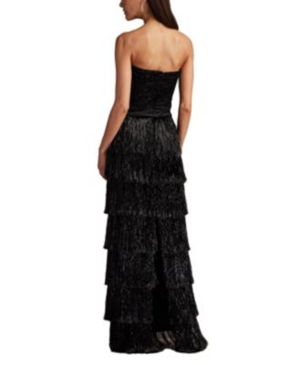 Women's Shania Sequin Velvet Fringe Gown
