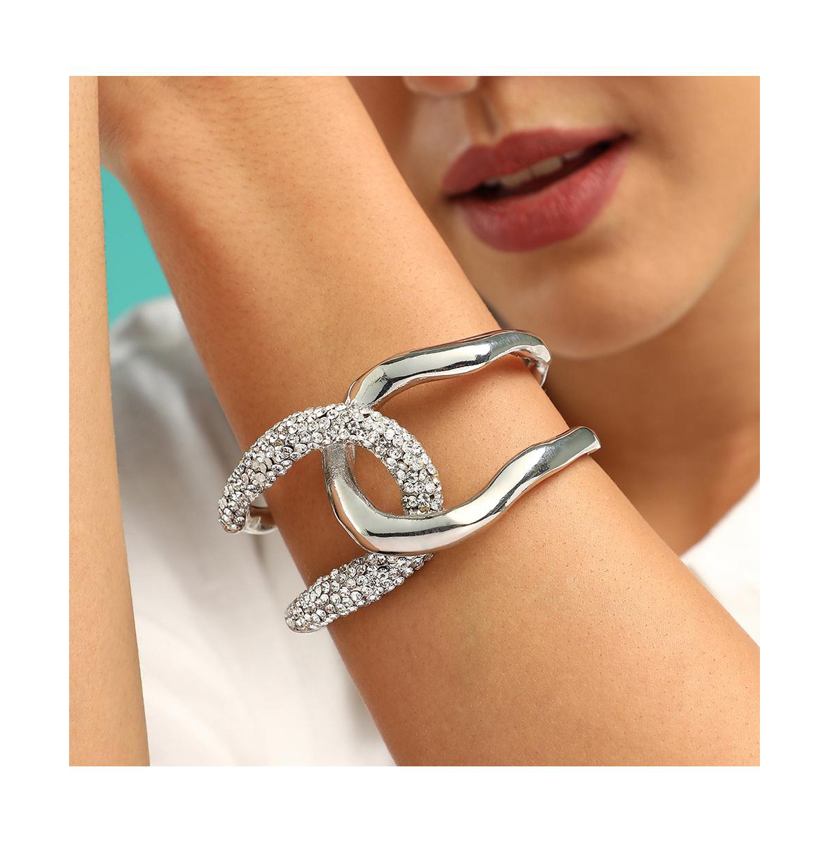 Sohi Women's The Opposta Cuff Bracelet In Silver