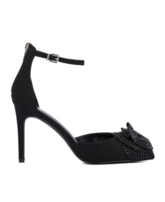 Women's Mandell- Ankle Strap- Flower Decor- Pointy Heels Pump