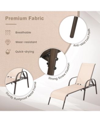 Adjustable Patio Chaise Folding Lounge Chair with Backrest-Brown