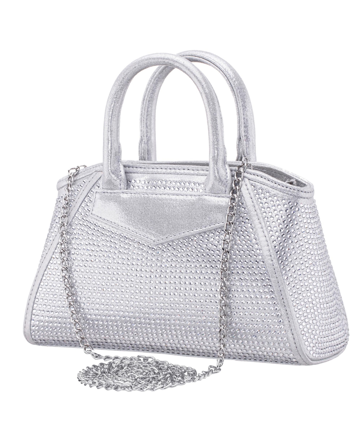 Shop Nina All Over Crystal Satchel Bag In Silver