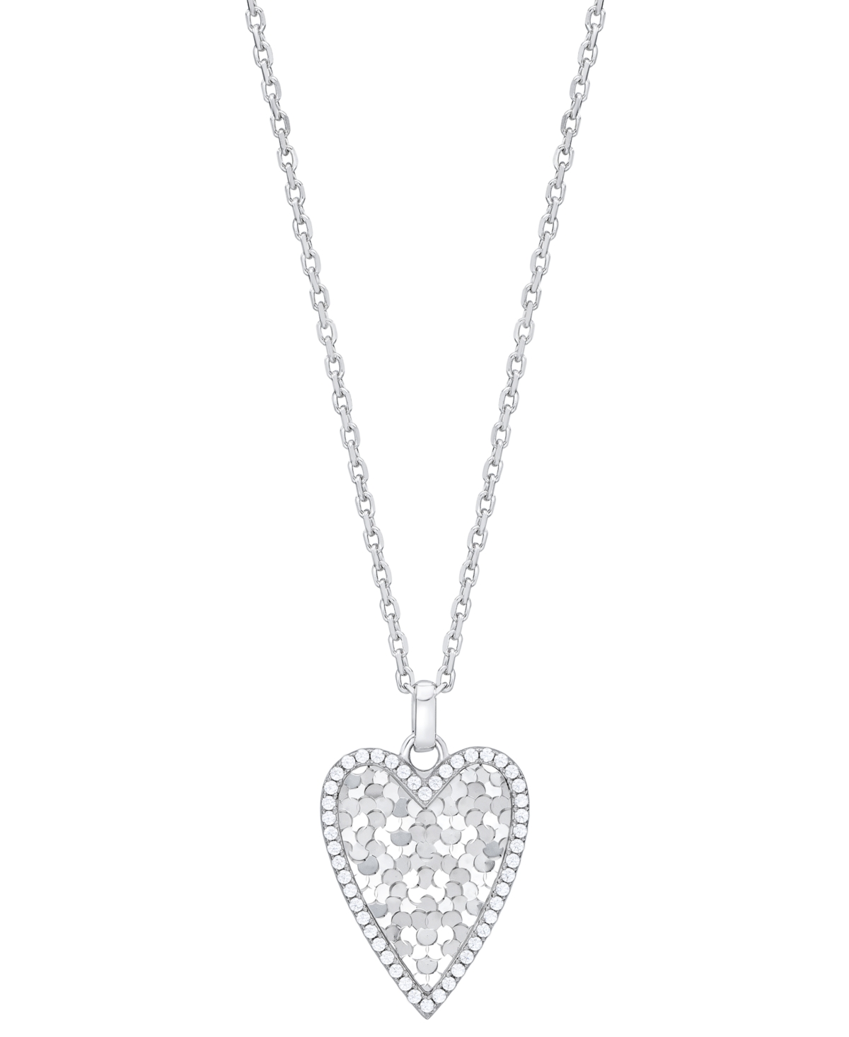 MACY'S DIAMOND BORDER DIAMOND-CUT HEART PENDANT NECKLACE (1/4 CT. T.W.) IN STERLING SILVER 