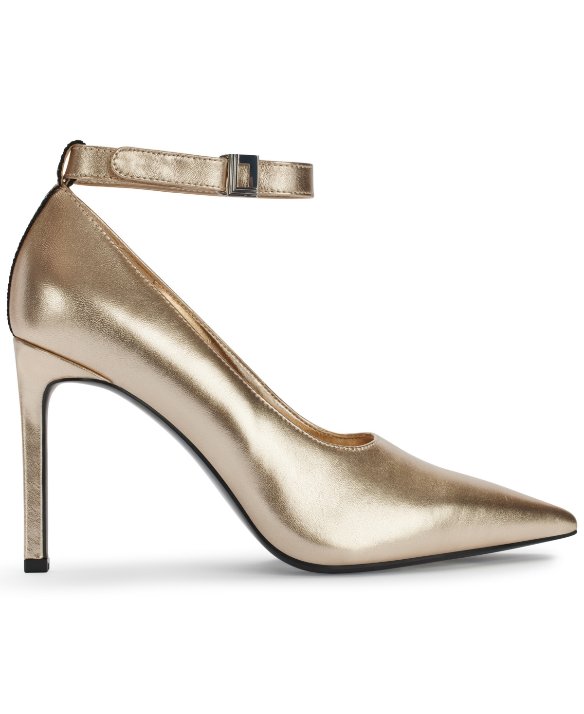 Karl Lagerfeld Sury Womens Metallic Man Made Ankle Strap In White Gold