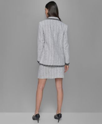 Karl Lagerfeld Tweed Blazer Blouse Tweed A Line Skirt In Soft White,black