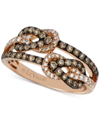 Le Vian - Chocolatier&reg; Diamond Knotted Double Row Ring (3/4 ct. t.w.) in 14k Rose Gold