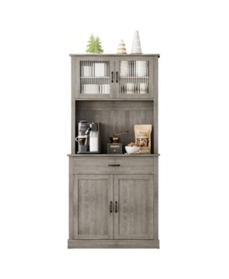 Kitchen Pantry Cabinet, 71" Tall Kitchen Hutch Storage Cabinet with Microwave Stand, Freestanding Buffet Cabinet