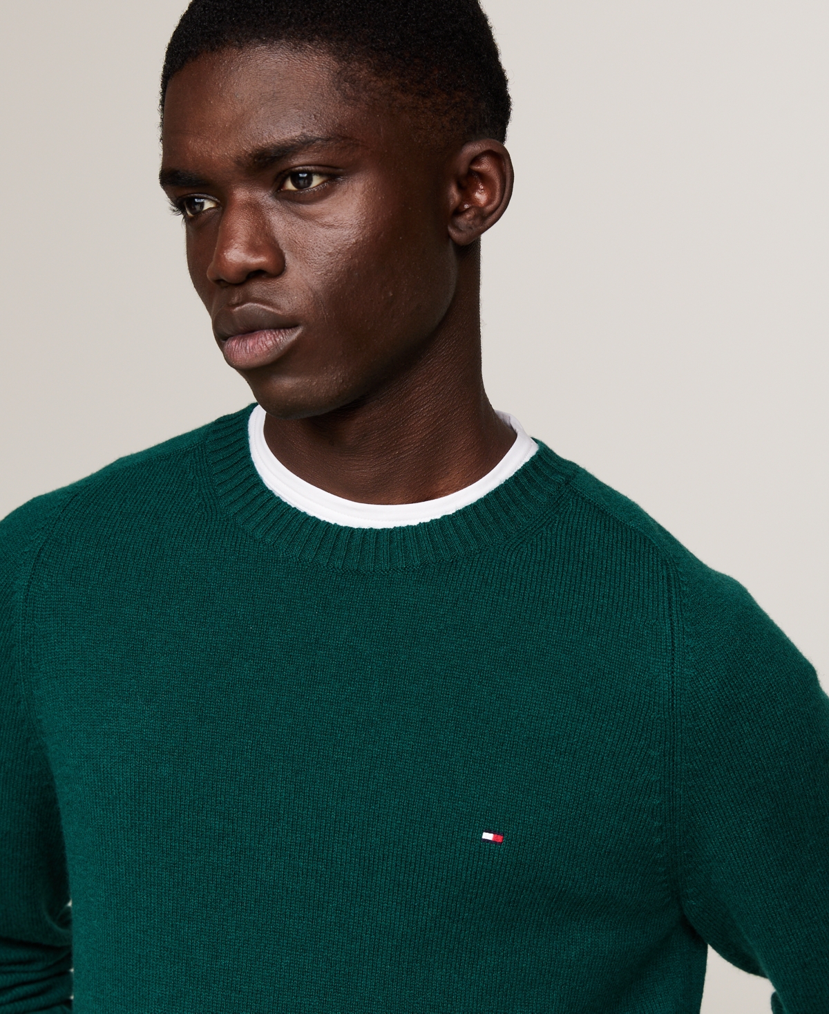 Tommy Hilfiger Wool Crewneck Sweater In Ornamental Green Heather