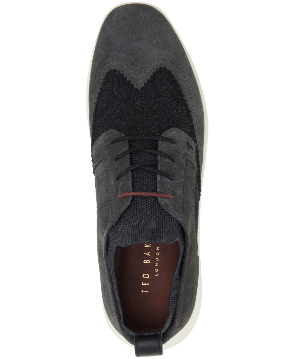 Ted Baker London Halton Sock Fit Wingtip Derby In Charcoal