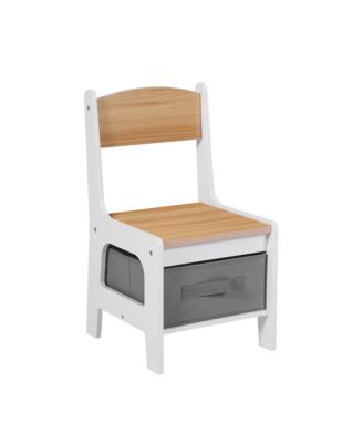 Kids Art Play Activity Table with Storage Shelf and Chair Set with Storage Baskets, White & Gray