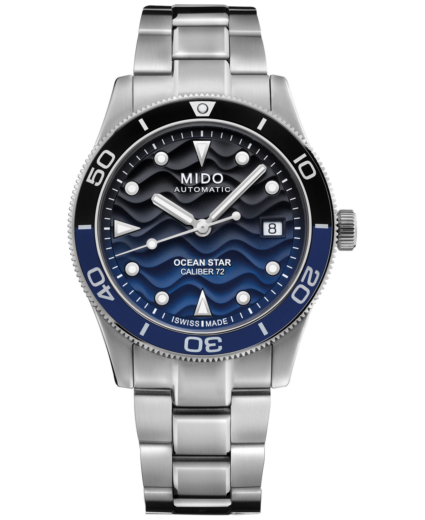 Мужские часы Mido Swiss Automatic Ocean Star Captain Stainless Steel Bracelet Watch 39mm — фото 1