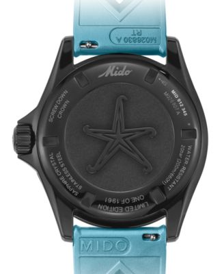 Men's Swiss Automatic Ocean Star Decompression Timer 1961 Black PVD Stainless Steel Mesh Bracelet Watch 41mm