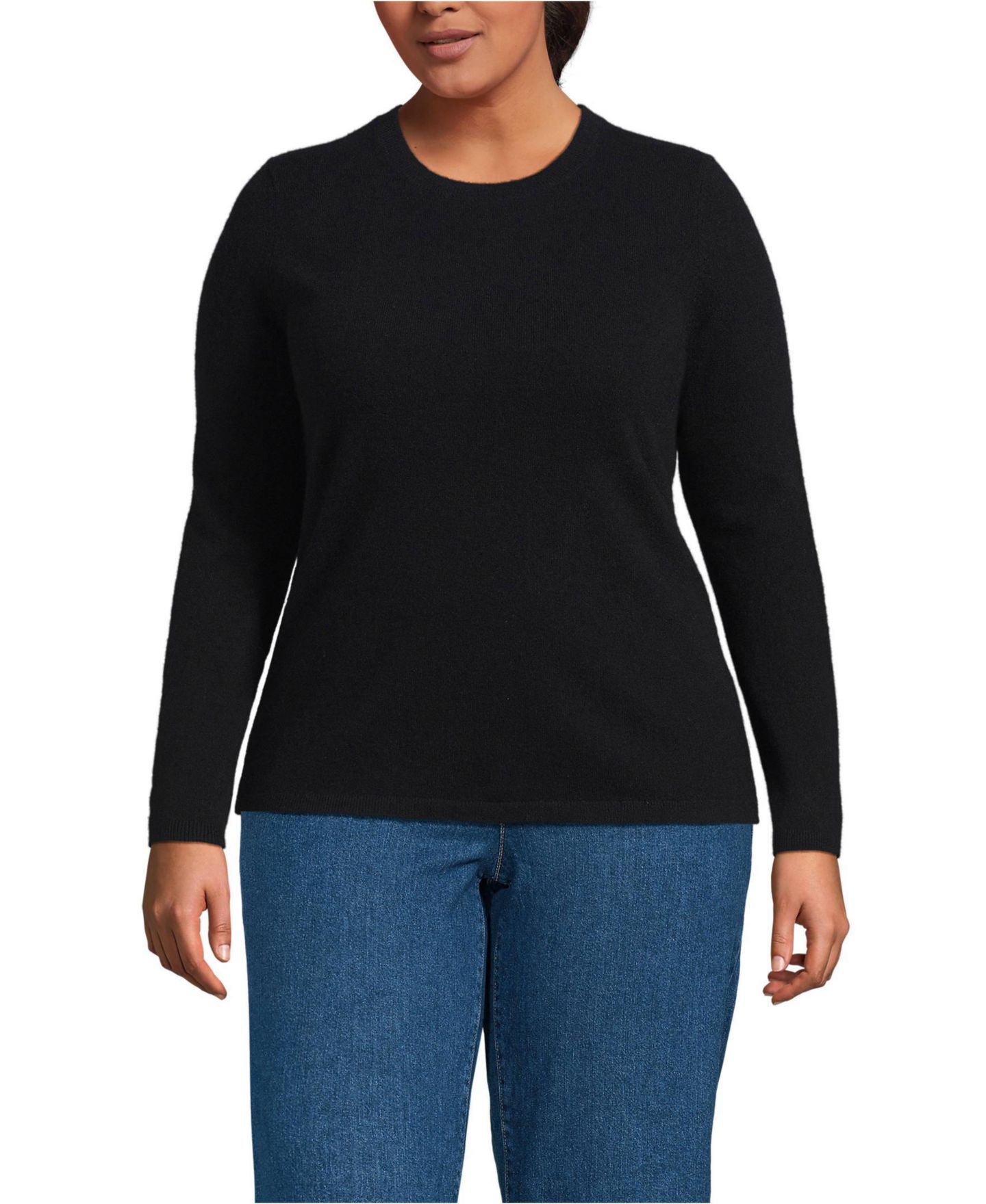 Женский свитер Lands' End Plus Size Cashmere, цвет: Чёрный — фото 1