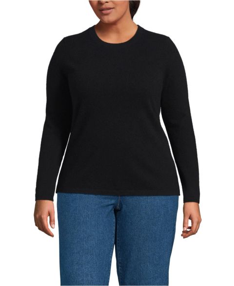 Женский свитер Lands' End Plus Size Cashmere, цвет: Чёрный