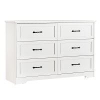 Dresser For Bedroom With 6 Drawers, Wood Drawer Dresser Chest Of Drawers For Closet, Living Room, Hallway, Nursery, Kids Bedroom(White)