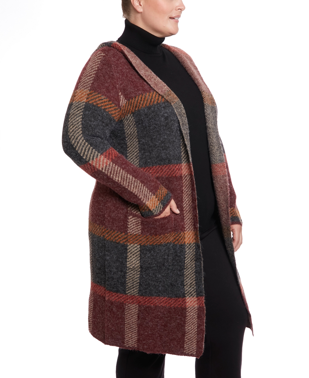Joseph A Plus Size Hooded Coatigan Sweater