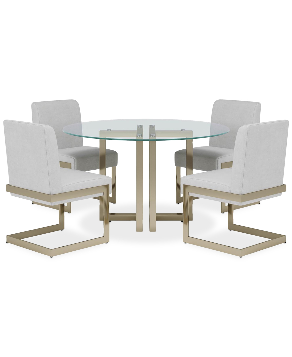 Macy's Emila 5 Pc. Dining Set (round Table & 4 Chairs), Created For  In Clear Glass With Champagne Base