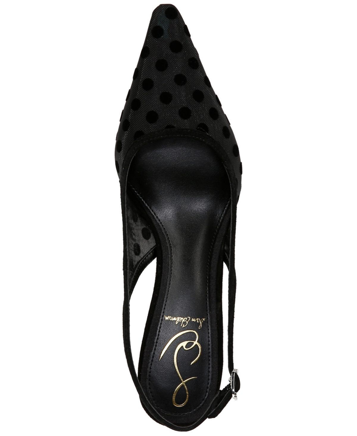 Sam Edelman Biankasling Womens Man Made Kitten Heels In Black Polka Dot Mesh