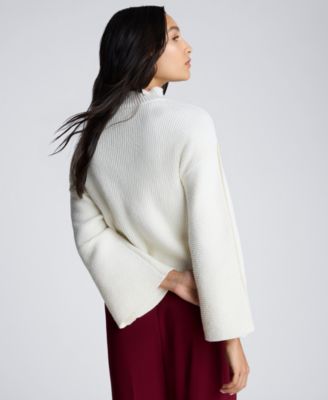 Women's Button-Sleeve Mock Neck Sweater