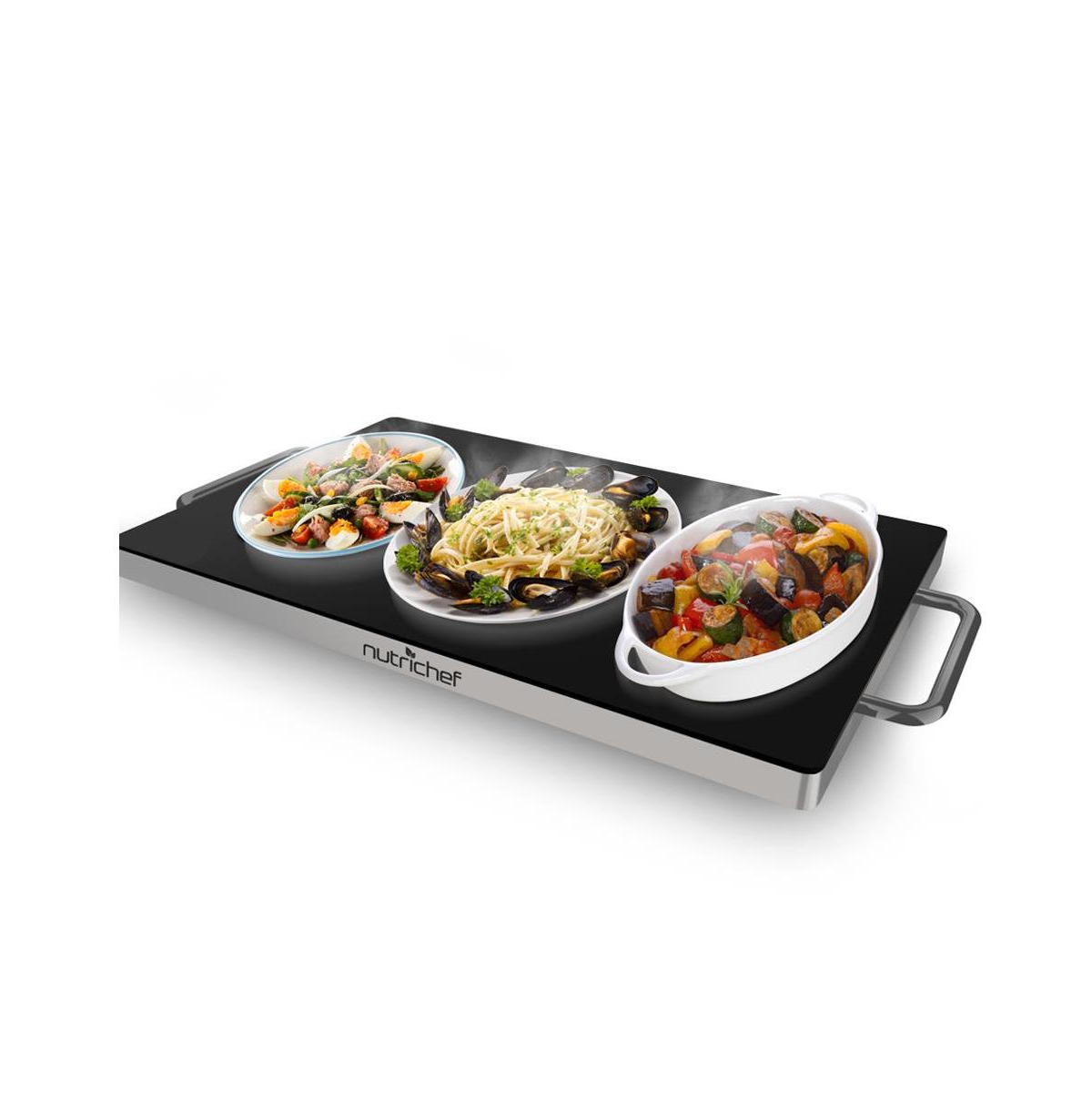 NutriChef Electric Warming Tray with Non-Stick Heat-Resistant Glass Plate, Heating Surface - PKWTR45