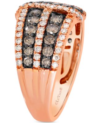 Chocolate Diamond & Nude Diamond Multirow Crossover Statement Ring (1-5/8 ct. t.w.) in 14k Rose Gold