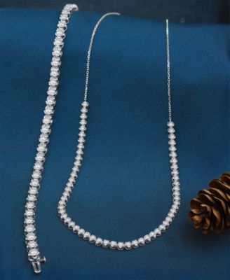 Diamond Bezel Adjustable 17" Tennis Necklace (2 ct. t.w.) in 14k White Gold or 14k Yellow Gold, Created for Macy's