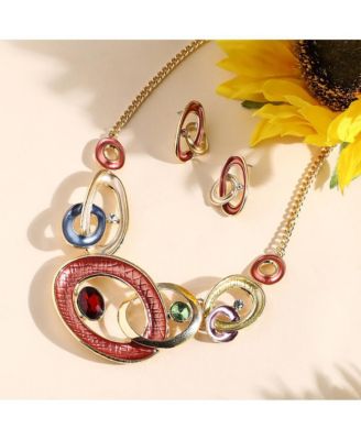 Women's Circular Cluster Jewellery Set