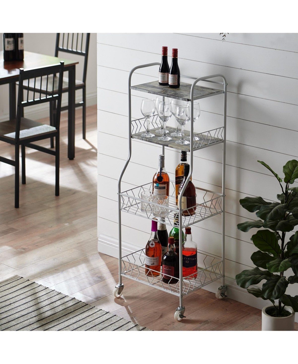 Kings Brand Furniture 4 Tier Kitchen Bakers Rack, Microwave Oven Stand, Serving Bar Rolling Utility Cart with Storage Shelves