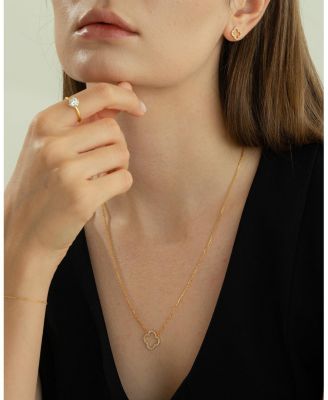 Sterling Silver 18k Gold Plated Aria Clover Necklace Holiday Gift Idea