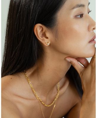 Sterling Silver 18k Gold Plated Dawn Pearl Stud Earrings Holiday Gift Idea