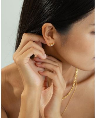 Sterling Silver 18k Gold Plated Dawn Pearl Stud Earrings Holiday Gift Idea