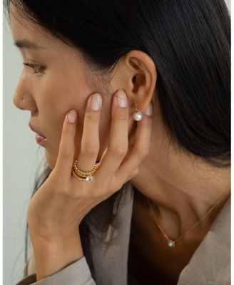 Sterling Silver 18k Gold Plated Lorelei Pearl Earrings – Dainty Earrings, Lightweight, Vacation Style