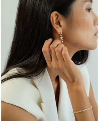 Sterling Silver 18k Gold Plated Victoria Cross Pearl Earrings Holiday Gift Idea