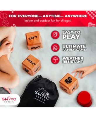 Giant Right Center Left Dice Game (All Weather) w/ 24 Large Chips & Carry Bag - Jumbo Wooden Lawn Game - Backyard Games