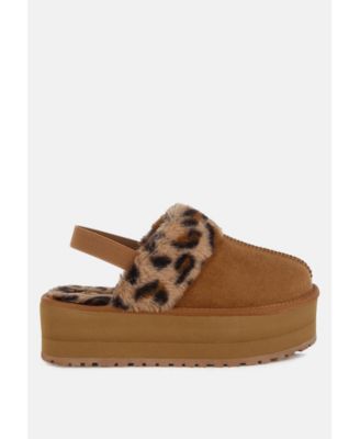 Kutchu Faux Fur Trim Platform Classic Slingback