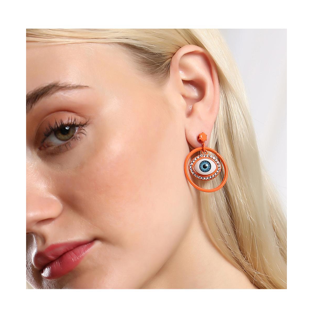Sohi Women's The Evil-eye Loop Drop Earrings In Orange