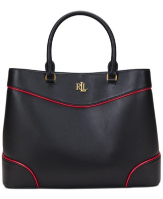 Lauren Ralph Lauren Two-Tone Leather Large Marcy Satchel - Macy's