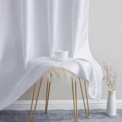 Jefferson Faux Silk Semi Sheer Light Filtering Microfiber Lined Grommet Lightweight Window Curtain Panels, Set of 2