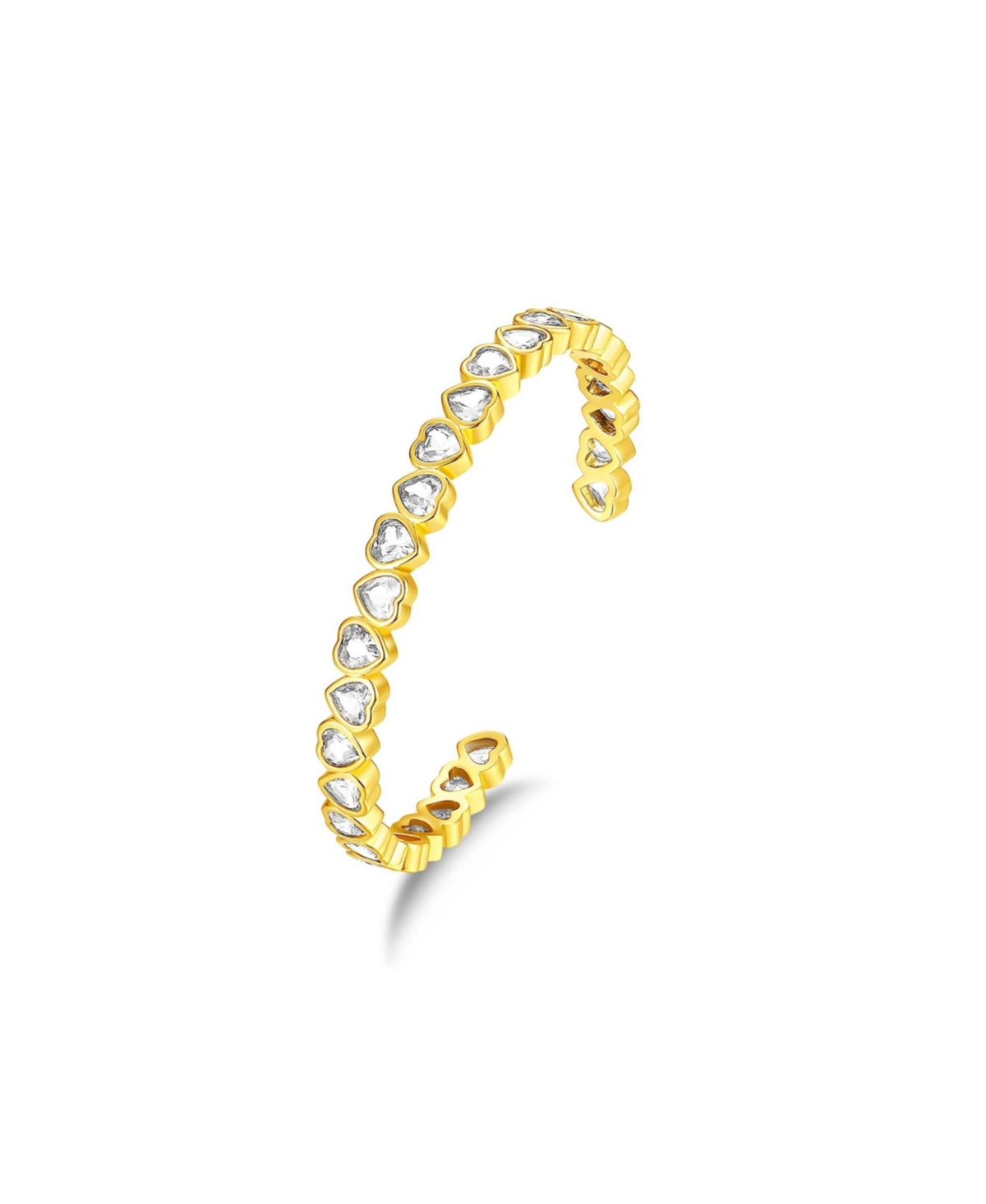 Heart Shaped Cubic Zirconia Cuff Bracelet Set - Silver/blue