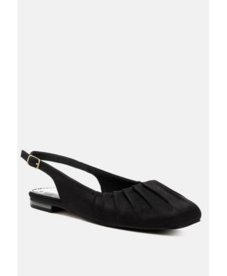 Cheeni Satin Square Toe Flat Slingbacks
