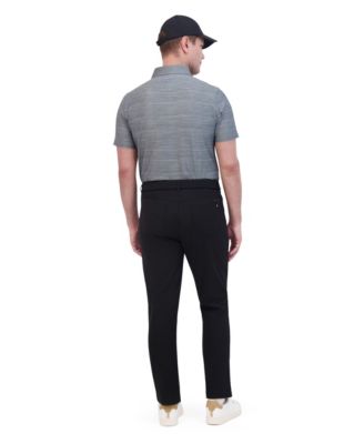 Men's Color Block Melange Tech Jersey Sports Fit Polo Shirt