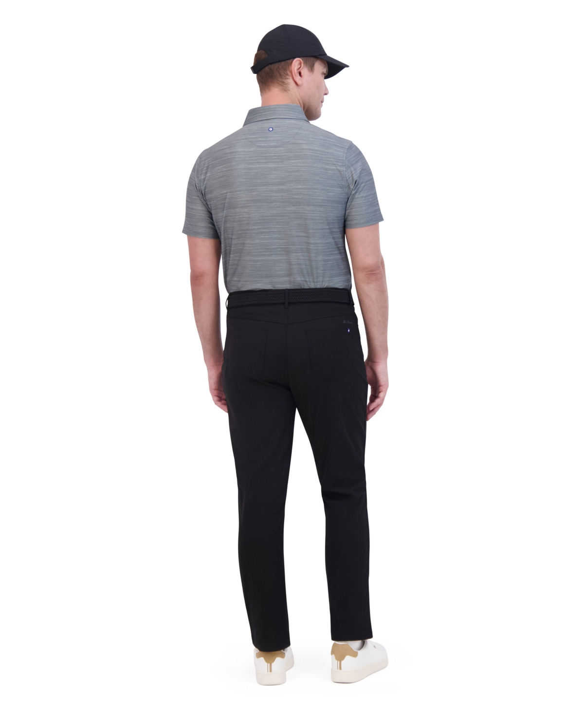 Ben Sherman Men's Color Block Melange Tech Jersey Sports Fit Polo Shirt In Charcoal