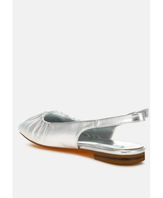 Womens Berni Metallic Square Toe Flat Slingbacks