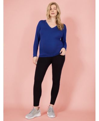 Maternity Motherhood V-Neck Side-Ruched Long Sleeve Tee