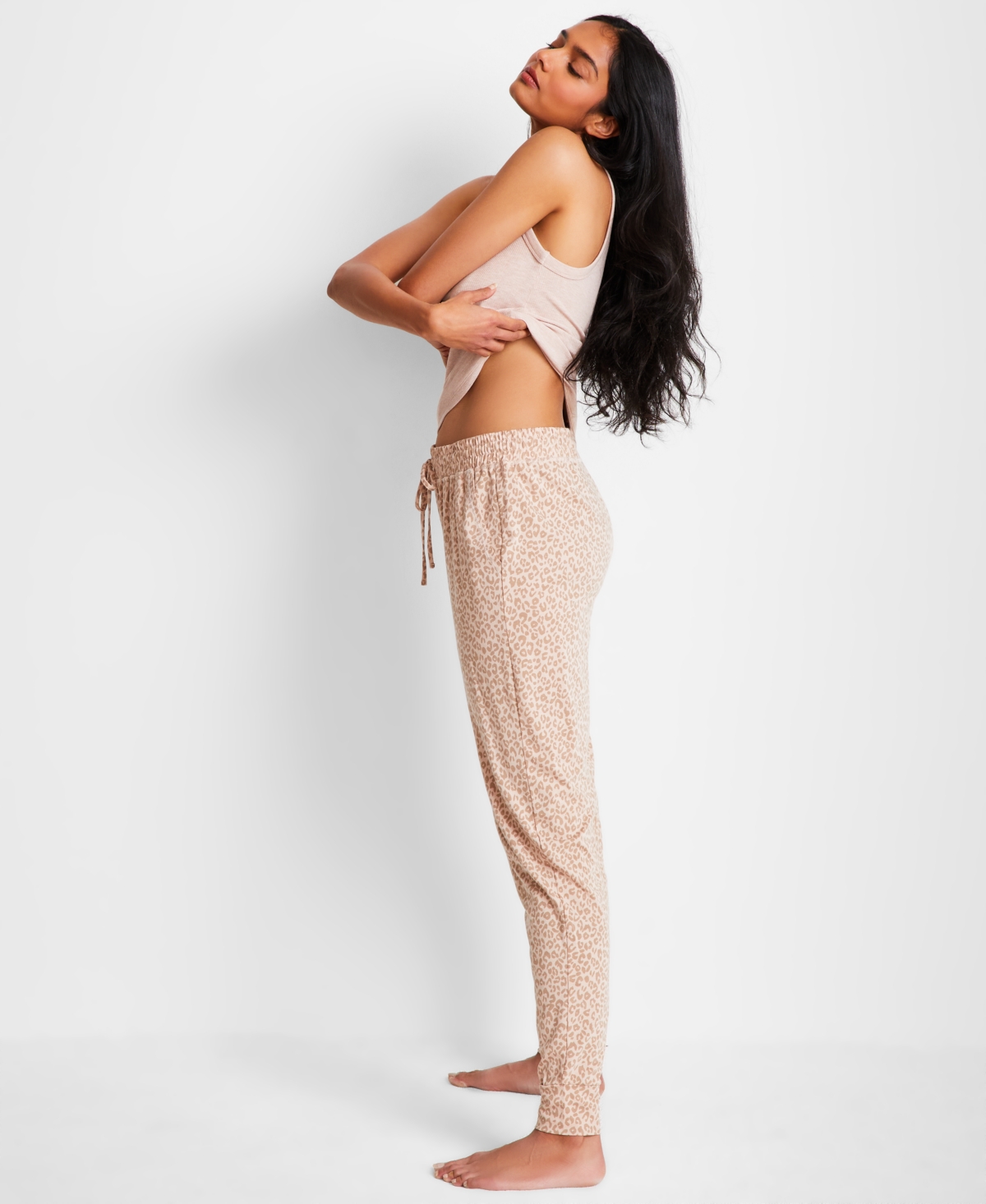 State Of Day Printed Jogger Pajama Pants Xs-3x, Created For Macy's In Soft Leopard