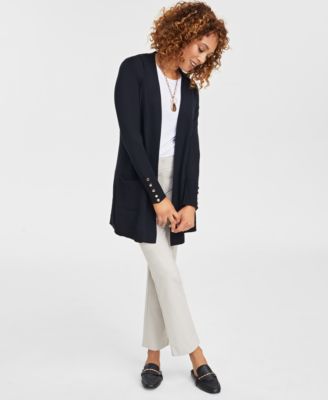 Women's Button-Sleeve Flyaway Cardigan Sweater