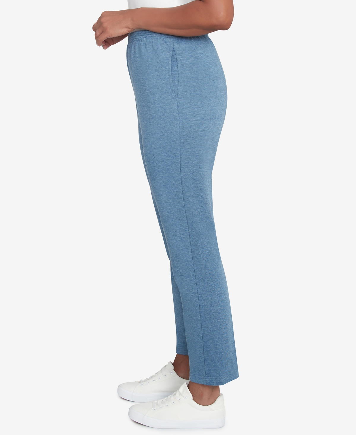 Alfred Dunner Petite Casual Fridays French Terry Knit Casual Short Length Pants In Denim