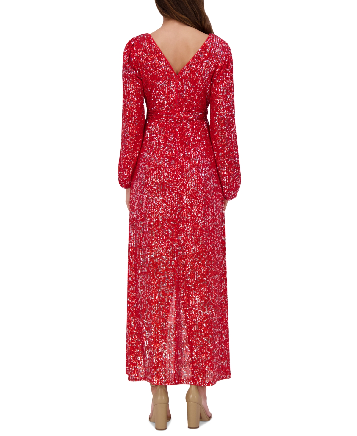 Siena Women's Sequined Faux-Wrap Maxi Dress -Silver