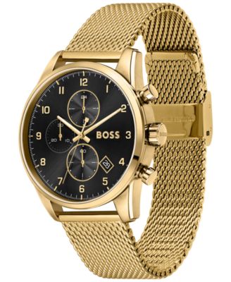 Men's Skymaster Gold-Tone Stainless Steel Mesh Bracelet 44mm