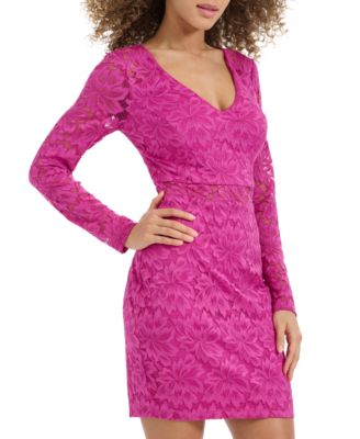 Women's Lace Long-Sleeve Open-Back Dress